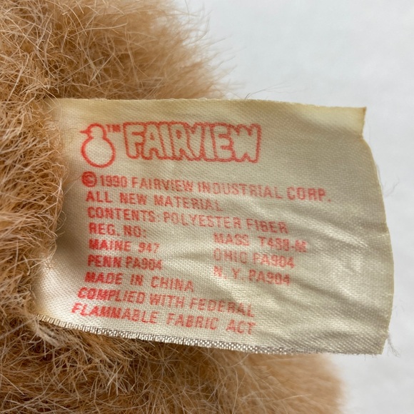 Fairview VTG 1990 Brown and White Plush Stuffed Animal Toy 13” - Picture 9 of 10